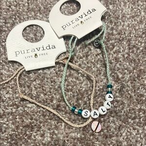 Pura Vida Beaded Bracelet with 'Salty' Text